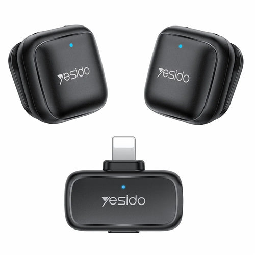 YESIDO KR28 iP Plug 2.4GHz Wireless Lavalier Microphone Dual Transmitter Plug and Play Clip-on Mic - Black - 1