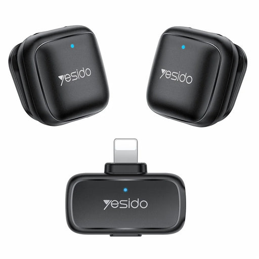 YESIDO KR28 iP Plug 2.4GHz Wireless Lavalier Microphone Dual Transmitter Plug and Play Clip-on Mic - Black - 1