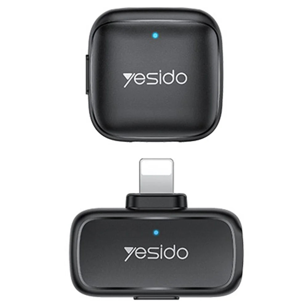 YESIDO KR26 iP Plug Mini Lavalier Microphone 2.4GHz Wireless Clip-on Mic, 1 Transmitter + 1 Receiver - Black - 1