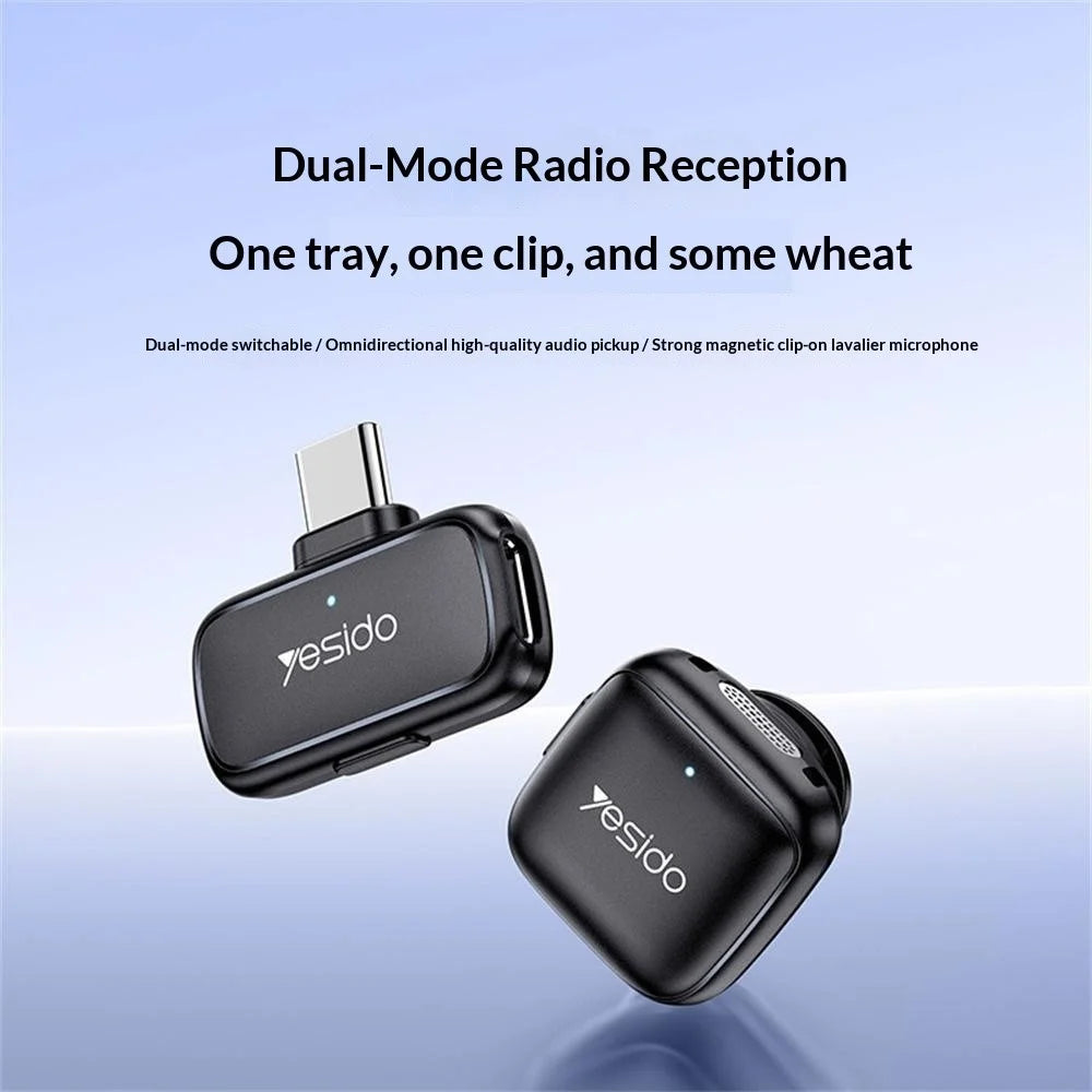 YESIDO KR26 iP Plug Mini Lavalier Microphone 2.4GHz Wireless Clip-on Mic, 1 Transmitter + 1 Receiver - Black - 2