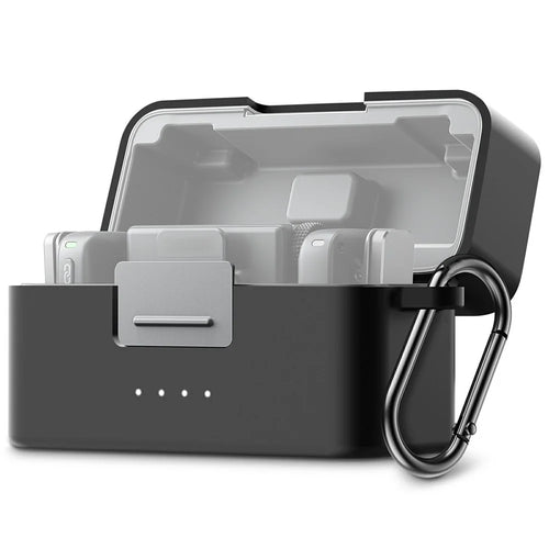 PULUZ PU744 For DJI Mic Mini Charging Case Silicone Protective Cover Shockproof Dustproof with Carabiner - Black - 1