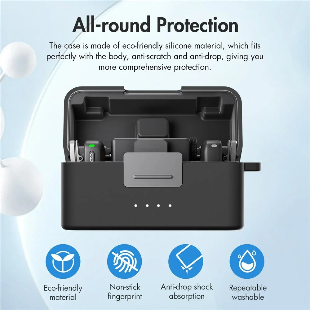 PULUZ PU744 For DJI Mic Mini Charging Case Silicone Protective Cover Shockproof Dustproof with Carabiner - Black - 2