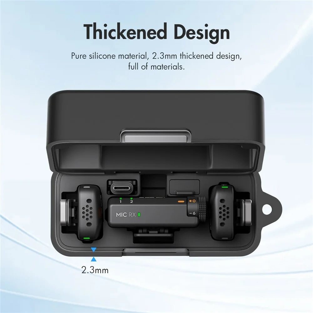 PULUZ PU744 For DJI Mic Mini Charging Case Silicone Protective Cover Shockproof Dustproof with Carabiner - Black - 4
