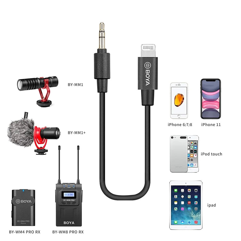 BOYA BY-K1 3.5mm TRS to Apple MFI Certified Lightning Adapter Cable for iPhone - 3
