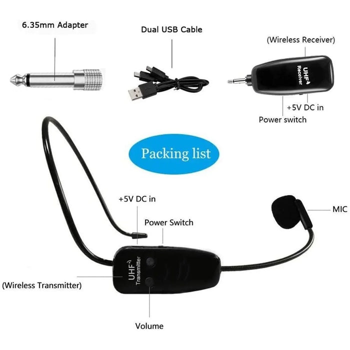 U12A Head-mounted UHF Wireless Microphone Headset Voice Amplifier Mic Speaker for Teaching Guide Lecture Meeting - 3