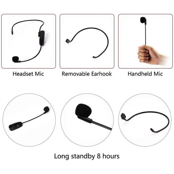 U12A Head-mounted UHF Wireless Microphone Headset Voice Amplifier Mic Speaker for Teaching Guide Lecture Meeting - 6