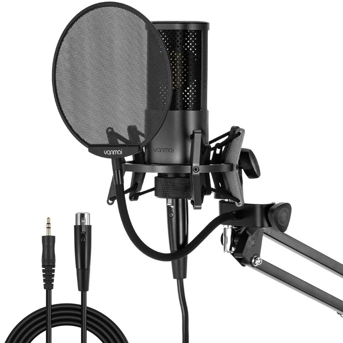 YANMAI X2 Condenser Microphone Kit Cardioid Mic Shock Mount+Foam Cap+Cable for PC Studio Recording - 1
