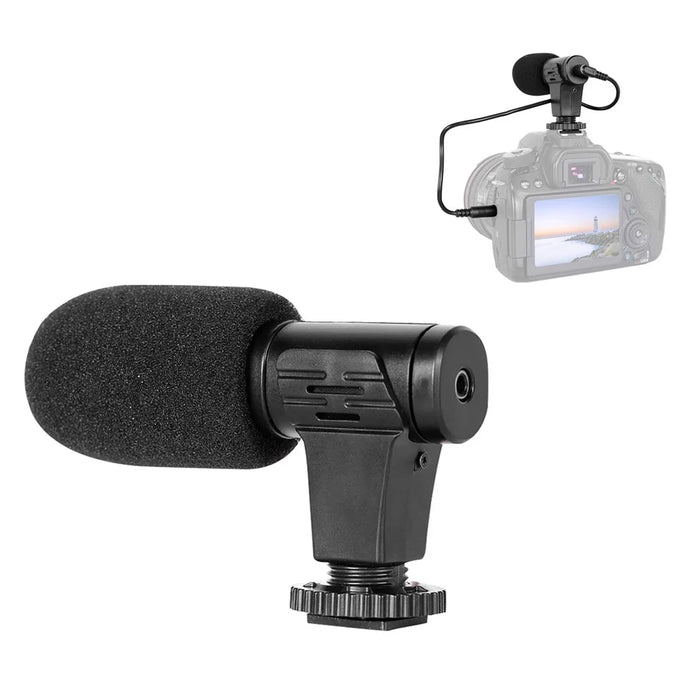 3.5mm External Stereo Condenser Microphone for DSLR Camera Vlog Interview Video Recording Microphone - 1