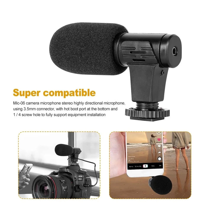 3.5mm External Stereo Condenser Microphone for DSLR Camera Vlog Interview Video Recording Microphone - 2