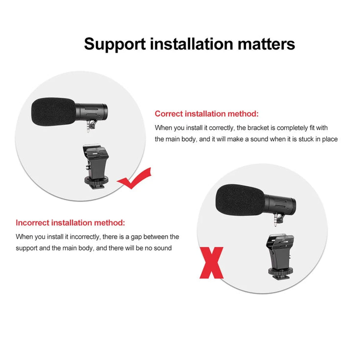 3.5mm External Stereo Condenser Microphone for DSLR Camera Vlog Interview Video Recording Microphone - 4