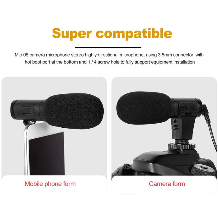 3.5mm External Stereo Condenser Microphone for DSLR Camera Vlog Interview Video Recording Microphone - 6