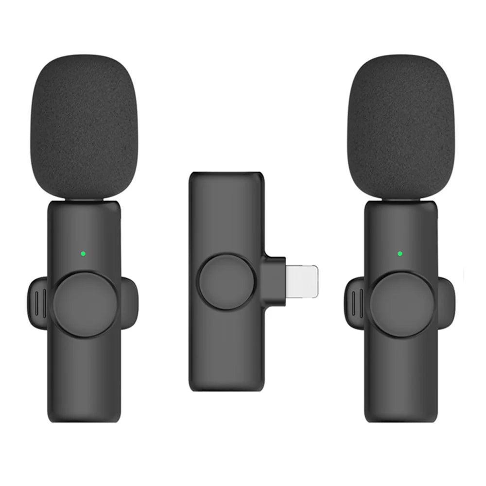 K2 2 Lavalier Microphones with 1 8-Pin Receiver Noise Reduction Live Interview Phone Recording Wireless Lapel Mic - 1