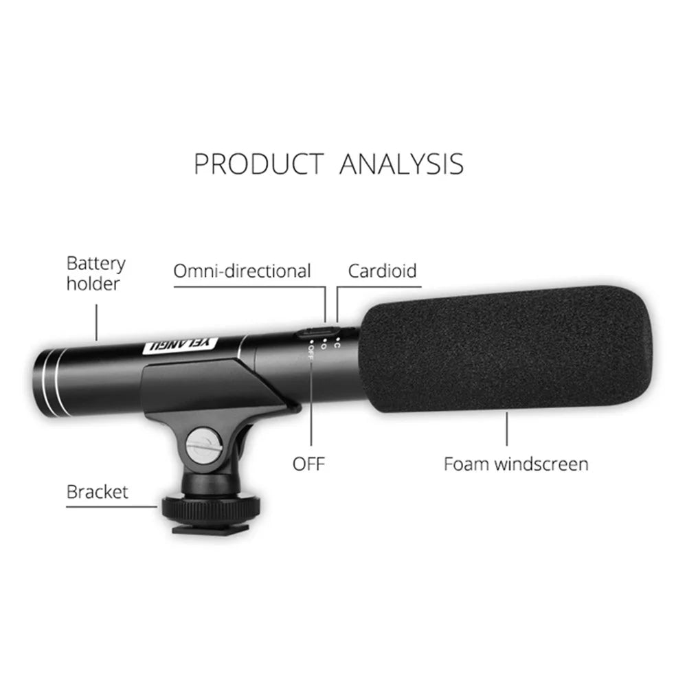 YELANGU MIC01 Condenser Microphone for Camera Recording Vocals Voice YouTube Tiktok - 6
