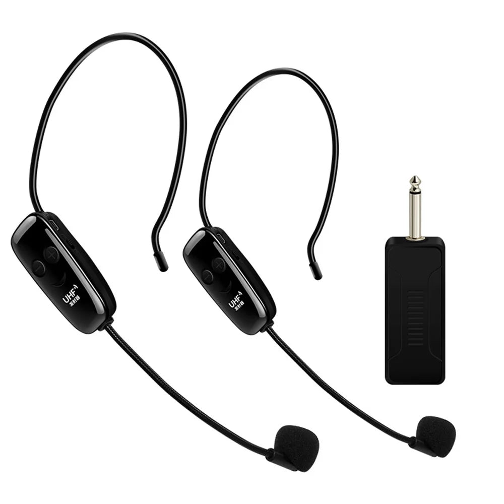 U12F 2 Transmitters + 1 Receiver UHF Wireless Head-mounted Microphone System for Tour Guide Teacher Training - 1