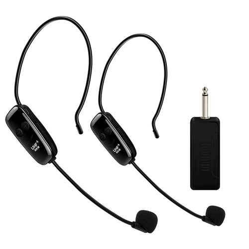 U12F 2 Transmitters + 1 Receiver UHF Wireless Head-mounted Microphone System for Tour Guide Teacher Training - 1