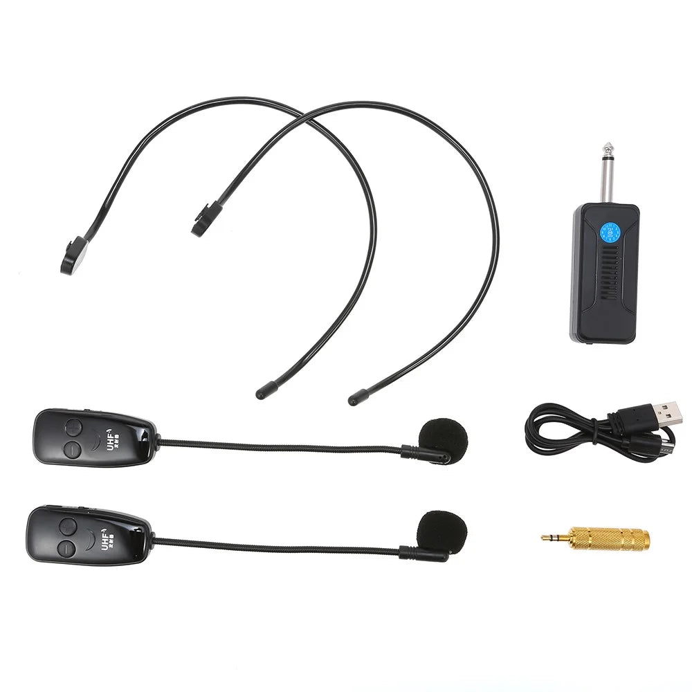 U12F 2 Transmitters + 1 Receiver UHF Wireless Head-mounted Microphone System for Tour Guide Teacher Training - 2