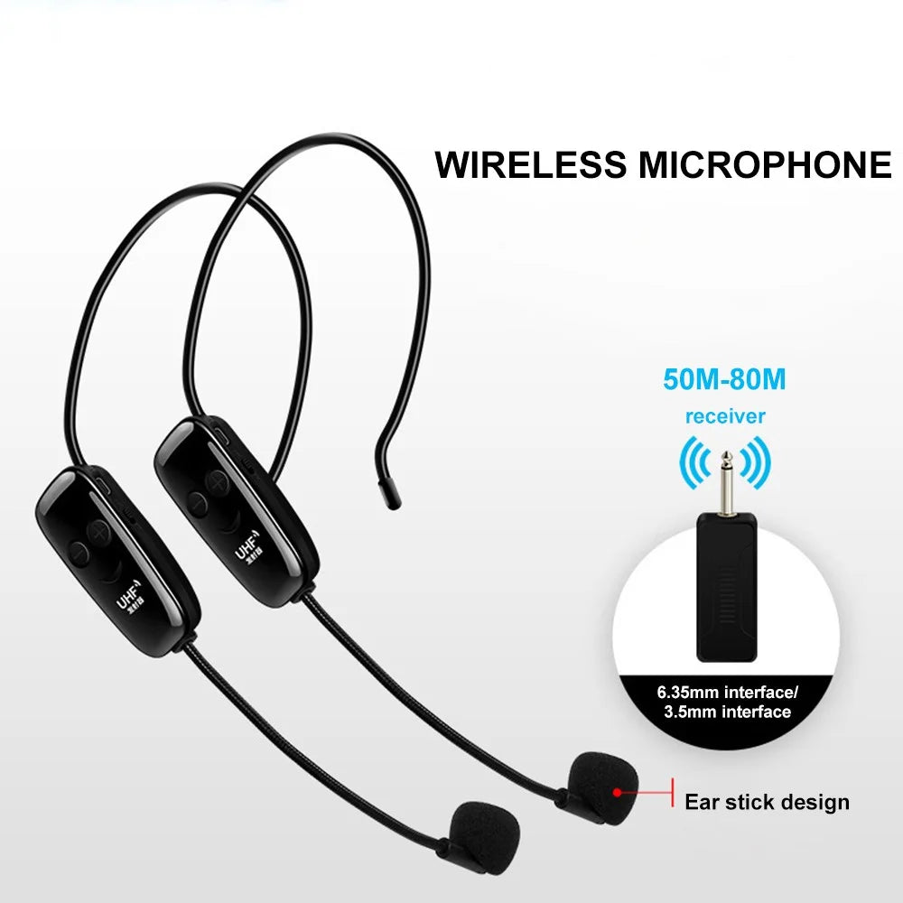 U12F 2 Transmitters + 1 Receiver UHF Wireless Head-mounted Microphone System for Tour Guide Teacher Training - 6