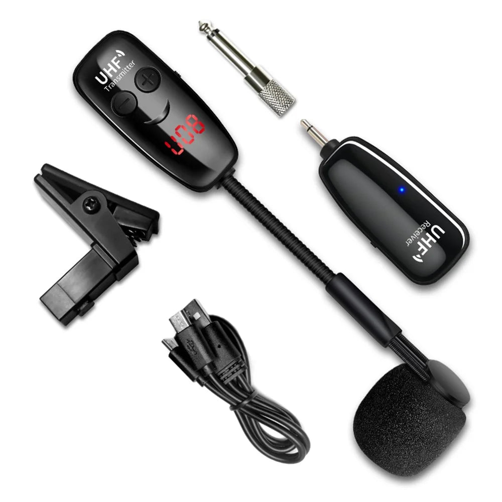 U12SKS-T UHF Wireless Microphone System Clip-on Musical Instruments Receiver Transmitter for Saxophone Trumpet - 1
