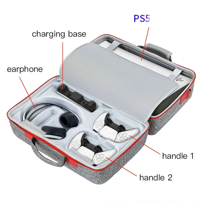 Portable Carrying Bag Storage Case with Adjustable Shoulder Strap for Sony PS5 Console and Accessories - 5