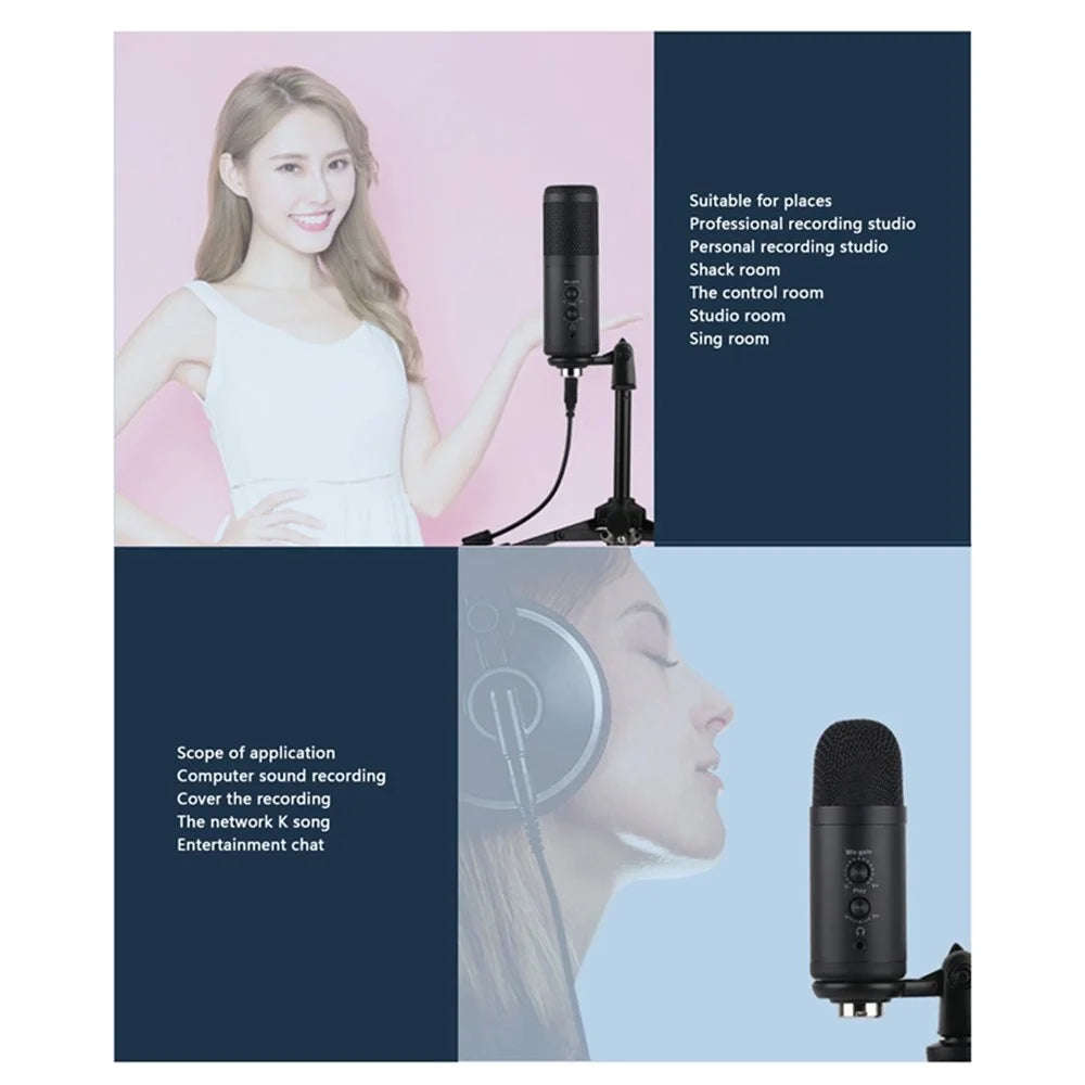 A9 USB Microphone Real-Time Monitor Volumn Adjustment External Condenser Microphone for Livestreaming/Gaming - Standard - 6