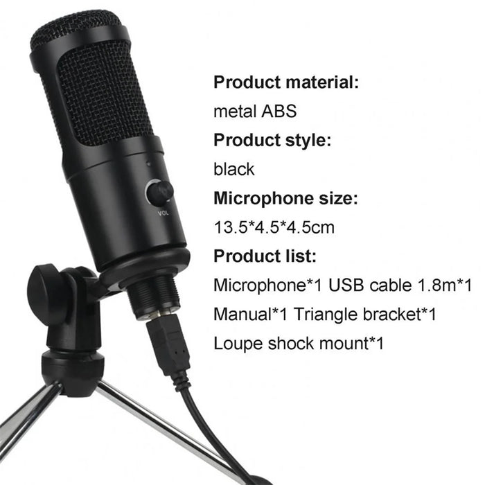 A6 USB Gaming Microphone Computer Condenser PC Mic with Tripod Stand for Streaming Podcasting Gaming Vocal Recording - 3