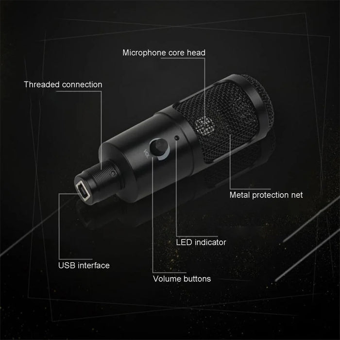A6 USB Gaming Microphone Computer Condenser PC Mic with Tripod Stand for Streaming Podcasting Gaming Vocal Recording - 4
