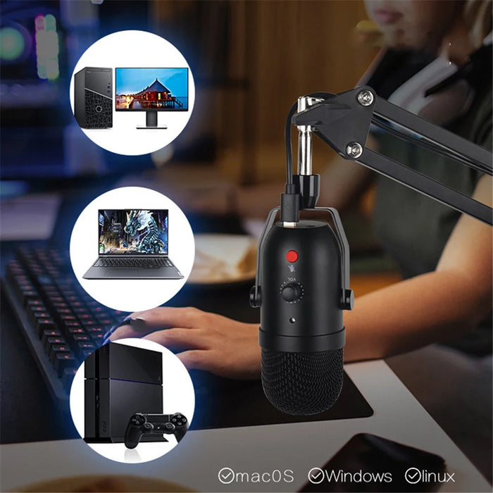 A22-X Desktop Microphone Set with Flexible Boom Arm Stand Plug and Play for PC Desktop Laptop Computer Gaming Streaming Podcast - 4