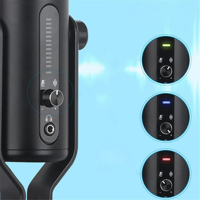 A33 LED Voice Control Breathing Light USB Unidirectional Condenser Microphone One-Key Noise Reduction Mic for Recording/Singing/Teaching/Gaming/Live Broadcast - 2