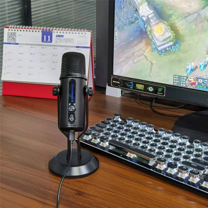 A33 LED Voice Control Breathing Light USB Unidirectional Condenser Microphone One-Key Noise Reduction Mic for Recording/Singing/Teaching/Gaming/Live Broadcast - 4