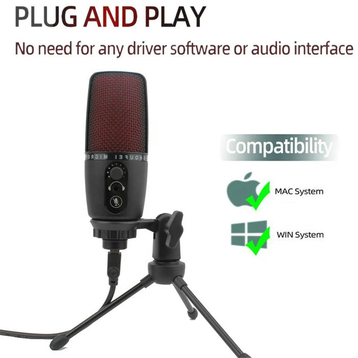 ME3 USB Wired Condenser Microphone Professional Mute Sensor Detail Oriented Mic for Recording/Singing/Teaching/Gaming/Live Broadcast - 6