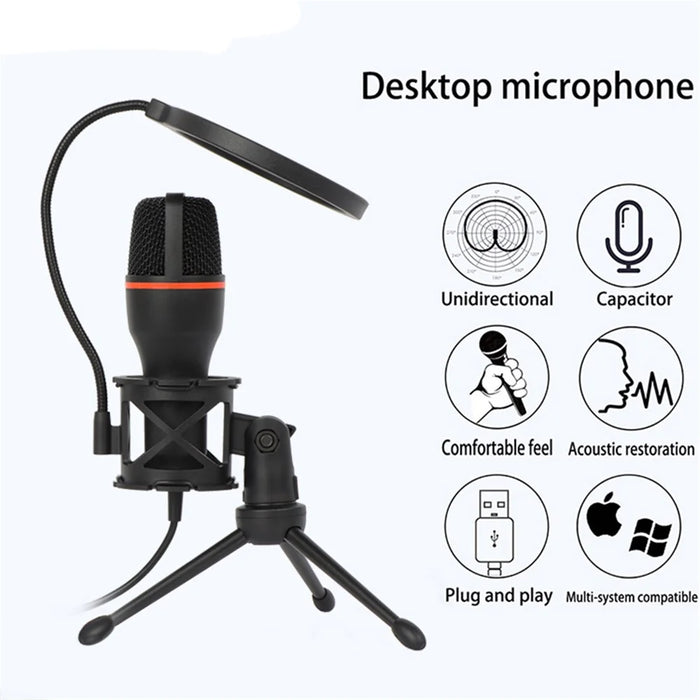 ME4 USB Wired Unidirectional Microphone Angle-Adjustable External Condenser Microphone Cardioid Recording Mic for Livestreaming/Gaming - 4