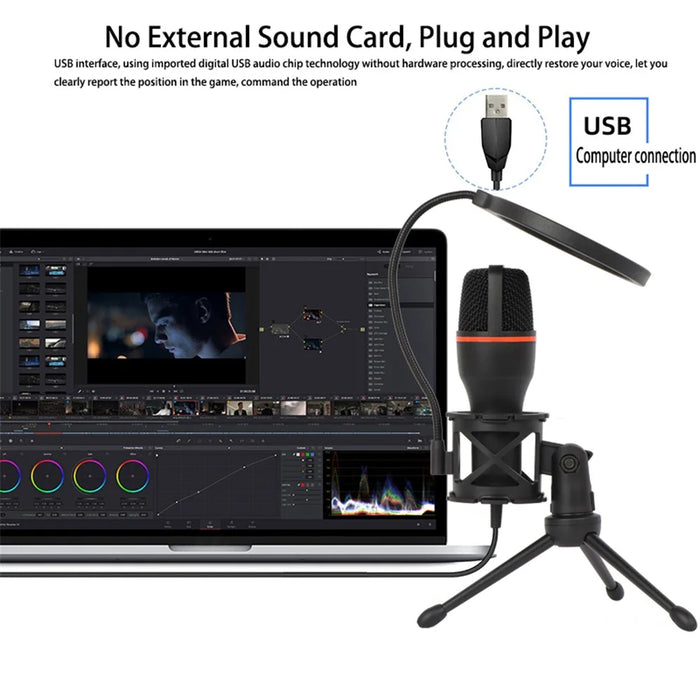 ME4 USB Wired Unidirectional Microphone Angle-Adjustable External Condenser Microphone Cardioid Recording Mic for Livestreaming/Gaming - 6