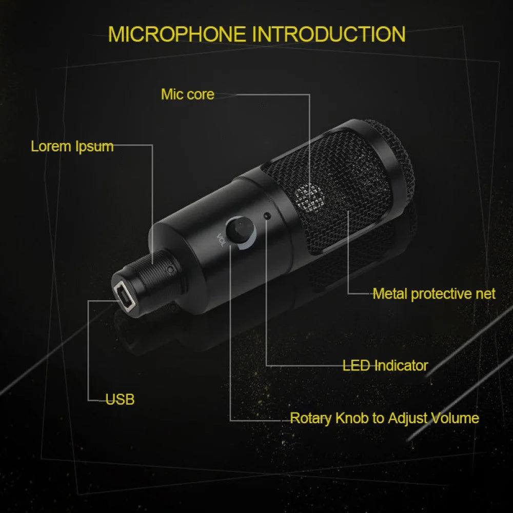 A6+35 Microphone Set USB Wired Unidirectional Microphone External Cardioid Recording Mic Kit with Shock-Proof Clip for Livestreaming/Gaming/Karaoke/Singing/Teaching - 5
