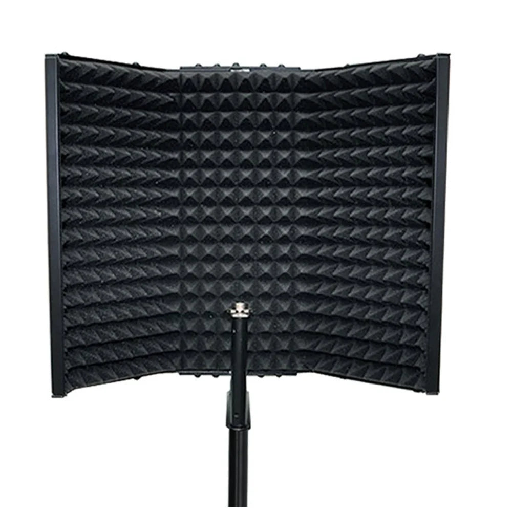 AQA S3 Microphone Isolation Shield High Density Absorbent Foam 3 Folding Panels Sound Shield Mic Recording Equipment - 1