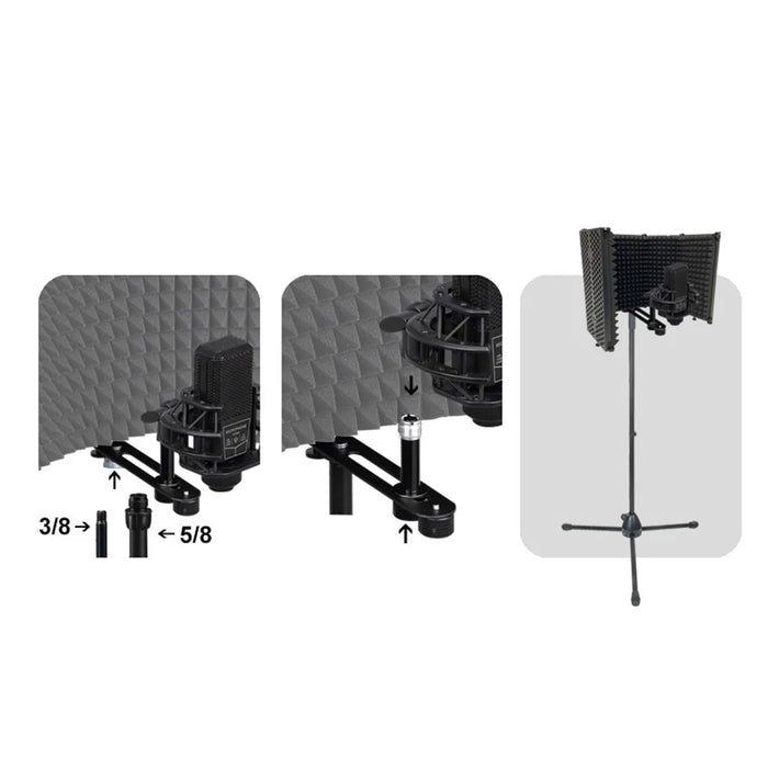 AQA S3 Microphone Isolation Shield High Density Absorbent Foam 3 Folding Panels Sound Shield Mic Recording Equipment - 4