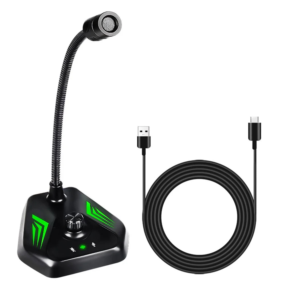 JIY Flexible Wired Gooseneck Microphone Laptop Desktop Condenser Microphone with 3.5mm Interface for Conference Gaming Live-stream Voice Recording (USB Version, with RGB Breathing Light) - 1