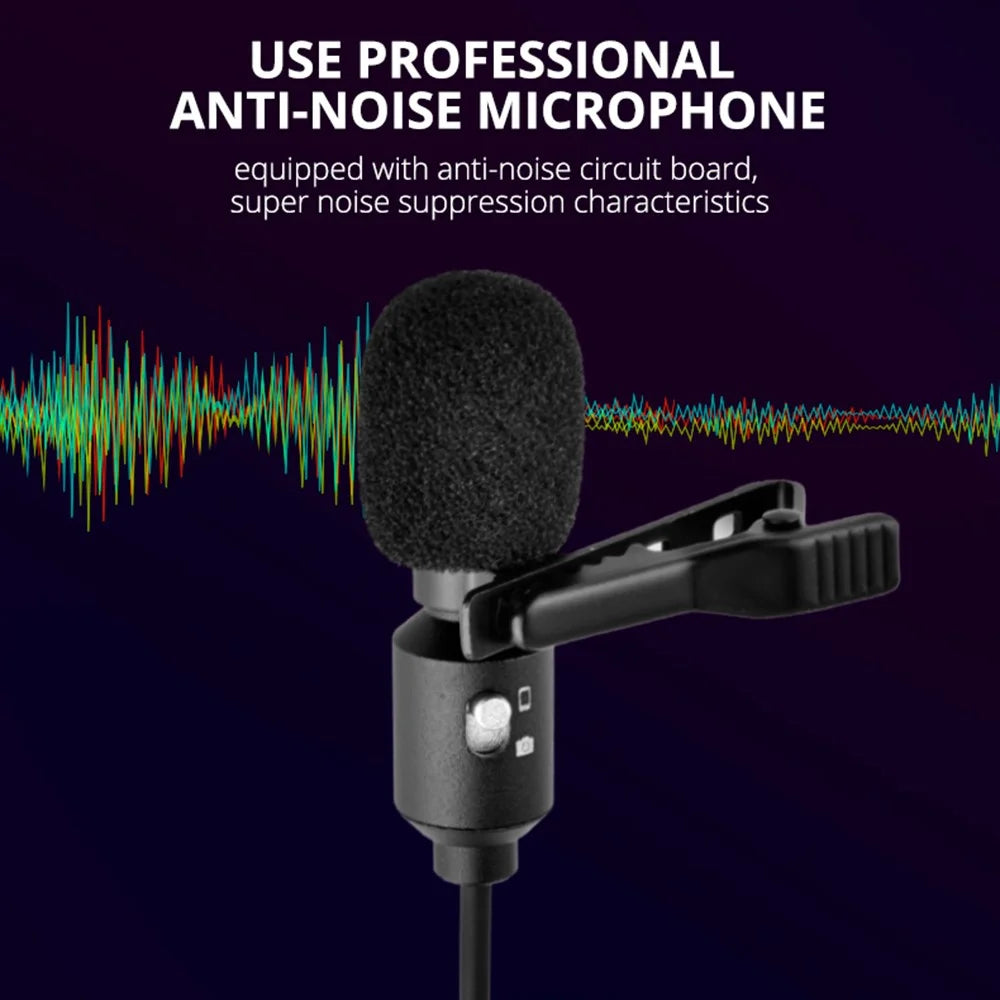 YELANGU MY4 Cardioid Microphone Clip-on Omnidirectional HD Clear Sound 3.5mm AUX Port Mic for Cell Phones and Cameras - 3