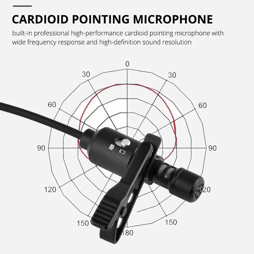 YELANGU MY4 Cardioid Microphone Clip-on Omnidirectional HD Clear Sound 3.5mm AUX Port Mic for Cell Phones and Cameras - 4