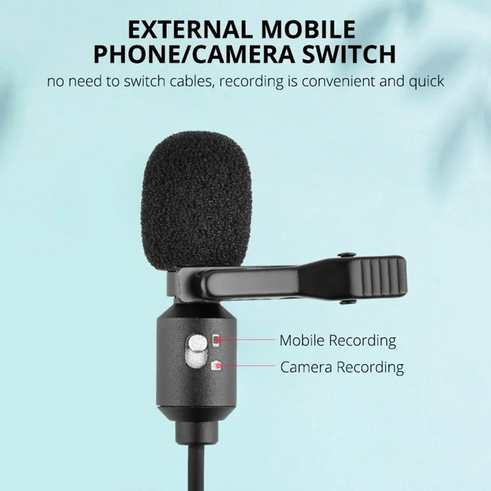 YELANGU MY4 Cardioid Microphone Clip-on Omnidirectional HD Clear Sound 3.5mm AUX Port Mic for Cell Phones and Cameras - 5