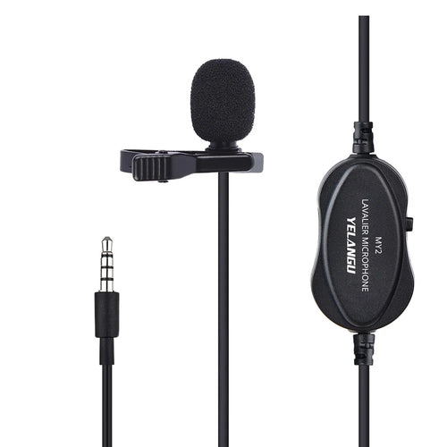 YELANGU MY2 USB Rechargeable Clip-on Microphone 3.5mm Adapter Condenser Mic Phone Camera Computer Microphone for Online Meeting Livestream Remote Teaching Recording - 1