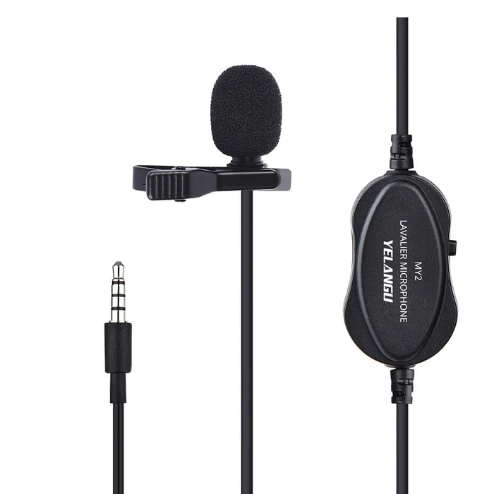 YELANGU MY2 USB Rechargeable Clip-on Microphone 3.5mm Adapter Condenser Mic Phone Camera Computer Microphone for Online Meeting Livestream Remote Teaching Recording - 1