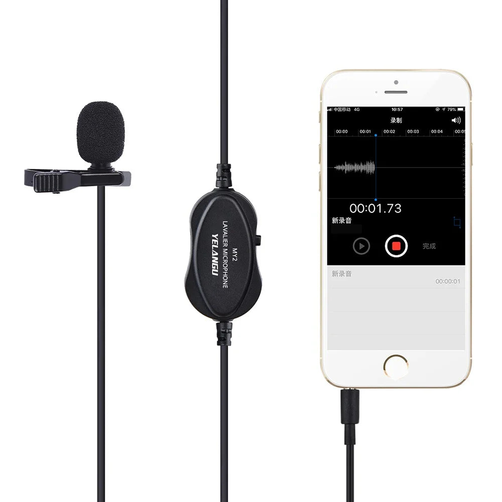 YELANGU MY2 USB Rechargeable Clip-on Microphone 3.5mm Adapter Condenser Mic Phone Camera Computer Microphone for Online Meeting Livestream Remote Teaching Recording - 4
