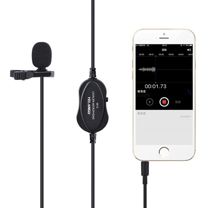 YELANGU MY2 USB Rechargeable Clip-on Microphone 3.5mm Adapter Condenser Mic Phone Camera Computer Microphone for Online Meeting Livestream Remote Teaching Recording - 4