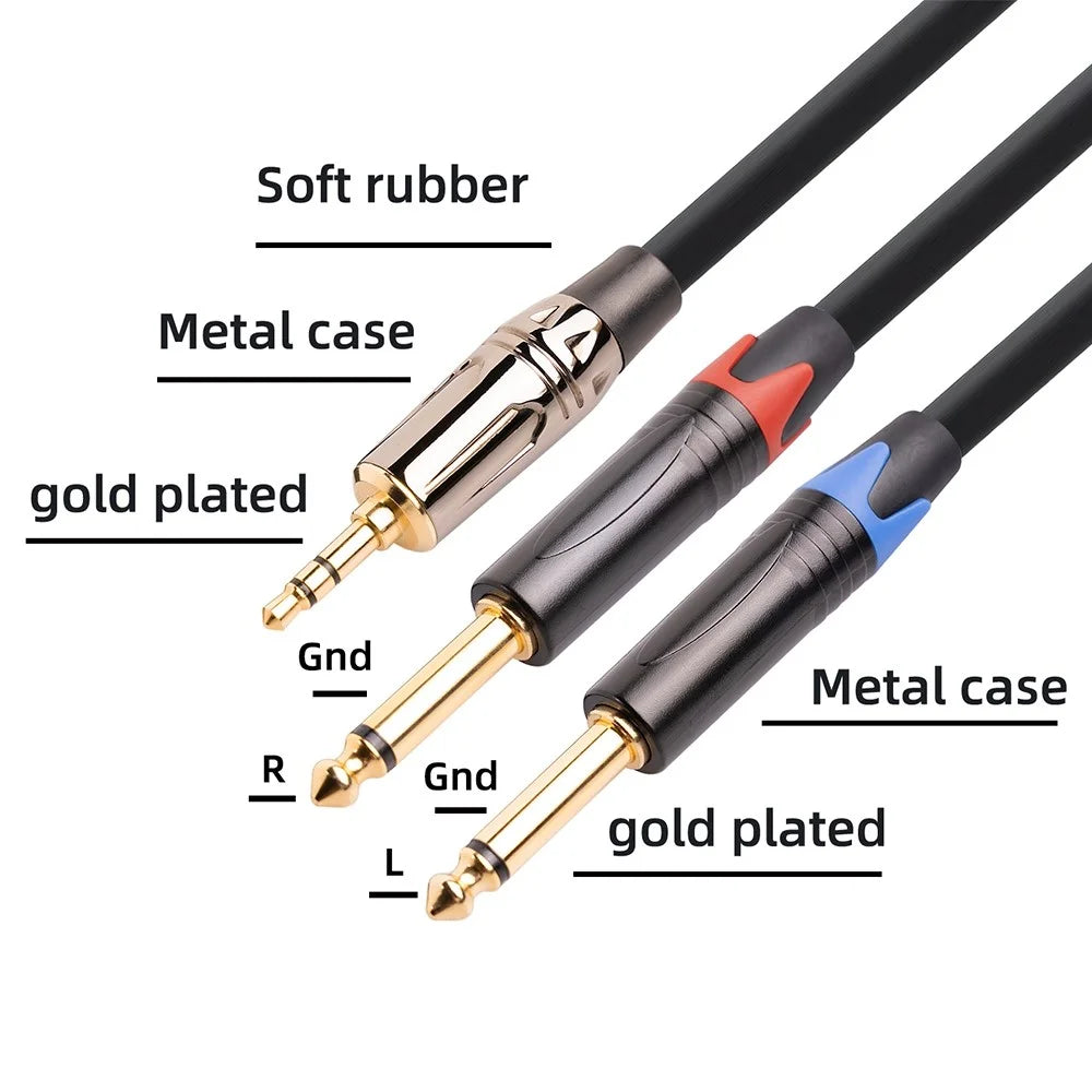 TC194BLY202 1m 3.5mm Male to Dual 6.35mm Male Jack Audio Cable for Mixer/Recording Equipment - 3