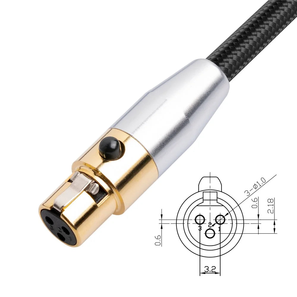 SA119GXK108BU 0.3m 24K Gold Plated Mini XLR to XLR Male Cable Microphone Audio Adapter Cord - 3