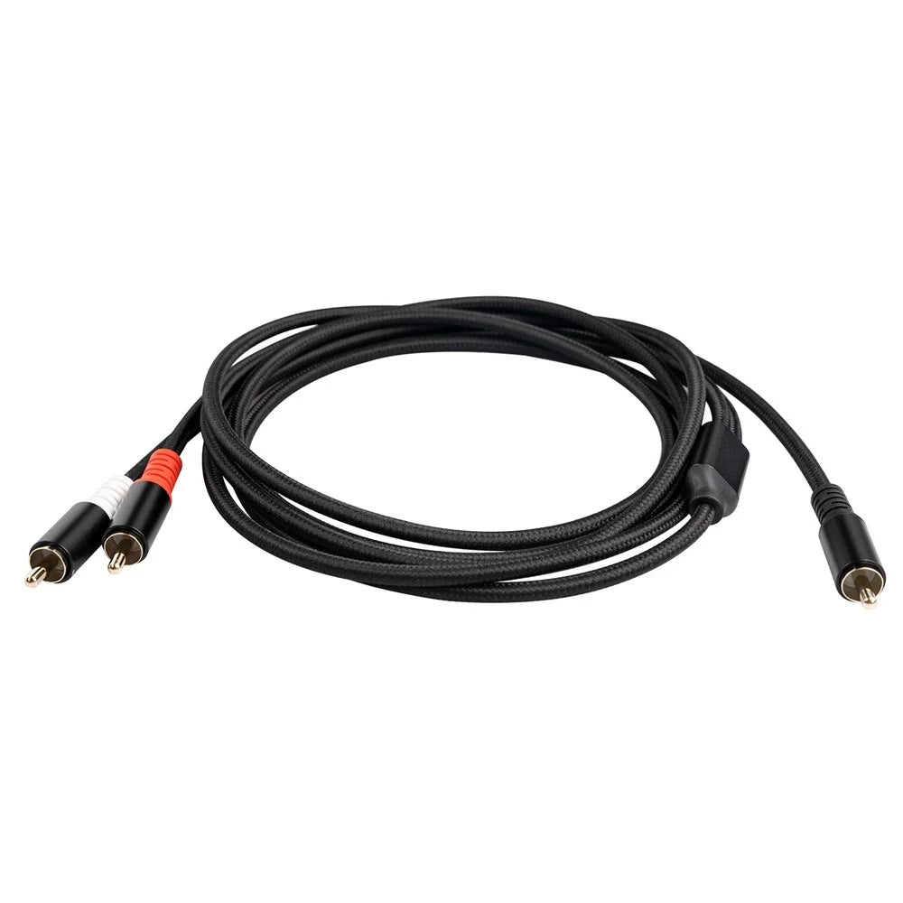 3704 1m RCA Male to Dual RCA Male Y-shape Splitter Cable Mixer Amplifier Sound Card Audio Cord - 6