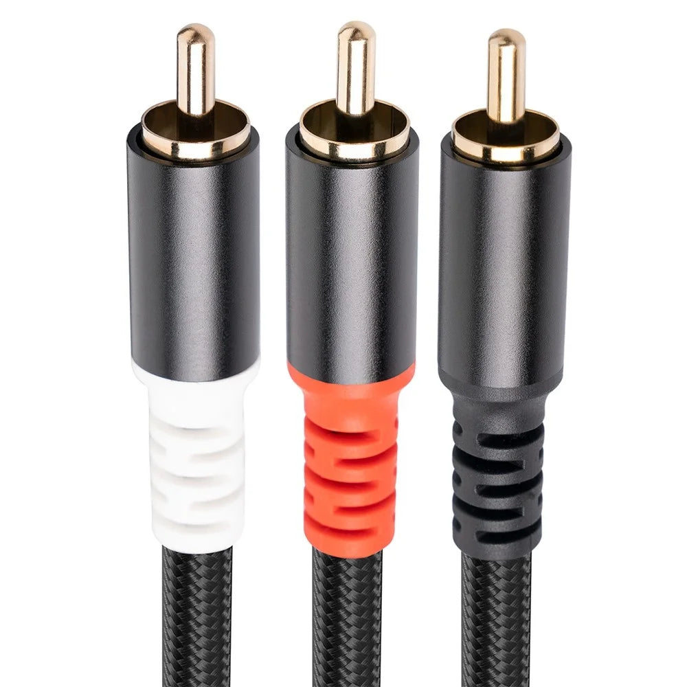 3704 1m RCA Male to Dual RCA Male Y-shape Splitter Cable Mixer Amplifier Sound Card Audio Cord - 7