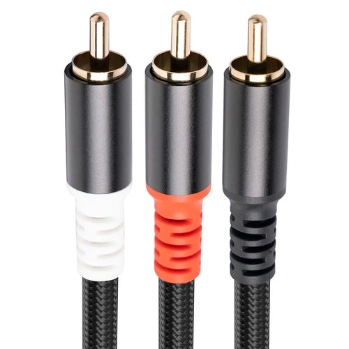 3704 3m RCA Male to Dual RCA Male Y-shape Splitter Cable Audio Connection Cord for Mixer Amplifier Sound Card - 1