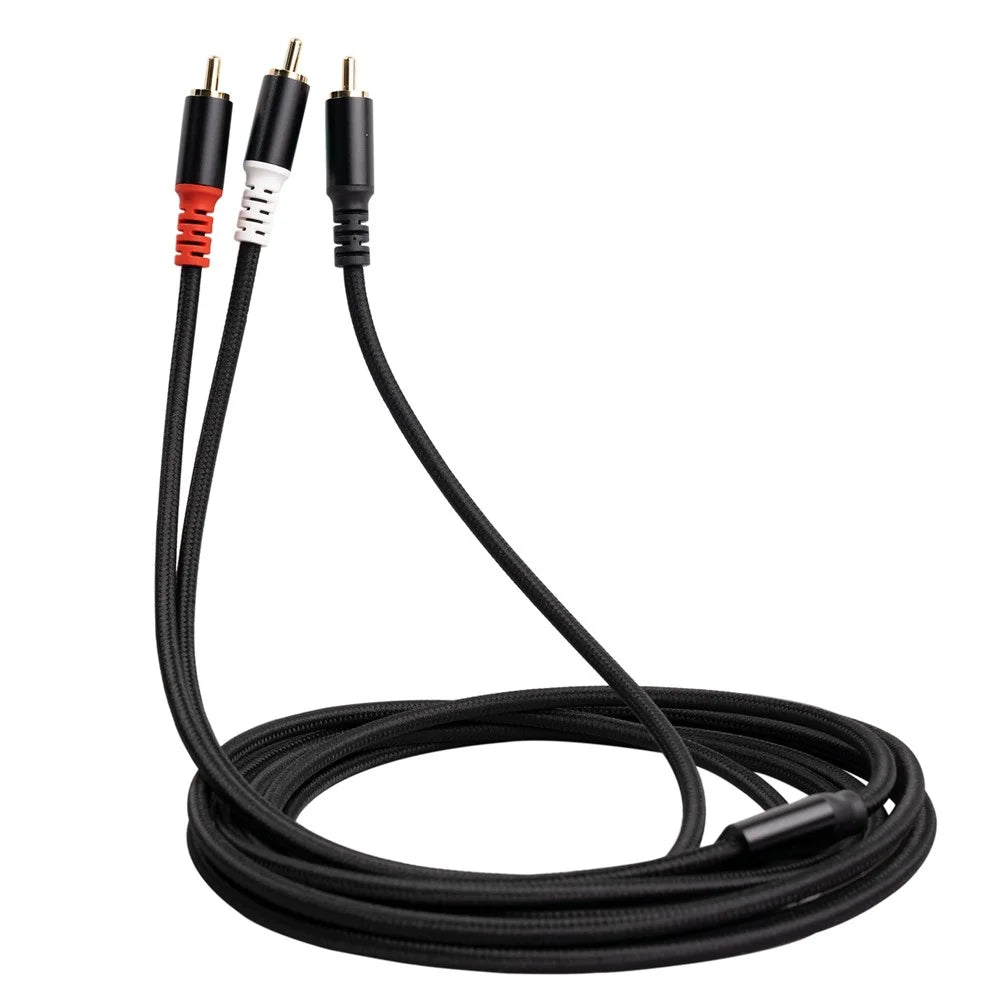 3704 2m RCA Male to Dual RCA Male Audio Cable Mixer Amplifier Sound Card Connection Cord - 5
