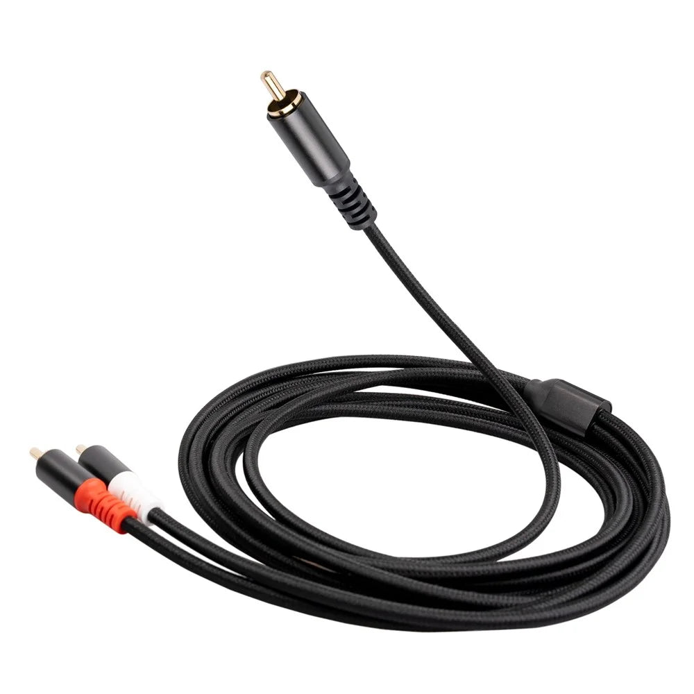 3704 2m RCA Male to Dual RCA Male Audio Cable Mixer Amplifier Sound Card Connection Cord - 6